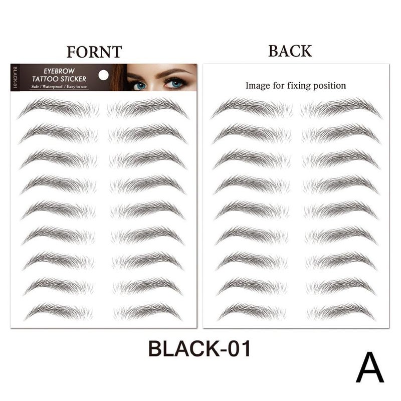 6D Simulation Black Eyebrow Stickers, Semi-Permanent Brown Eyebrow Tattoo Stickers, Lazy Person's Waterproof Natural